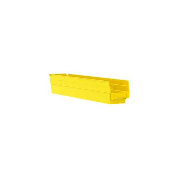 Akro-Mils Shelf Storage Bin, Plastic, Yellow, 4 in H, 4-1/8 in W, 23-5/8 in L, 12 PK 30124YELLO - main